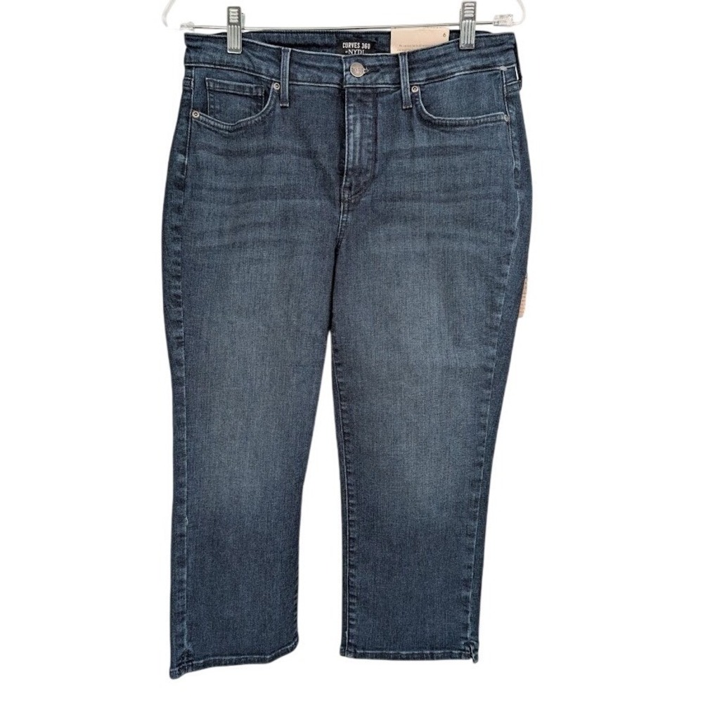NYDJ NWT Women's Curves 360 Slim Straight Crop Denim Blue Jeans sz 6